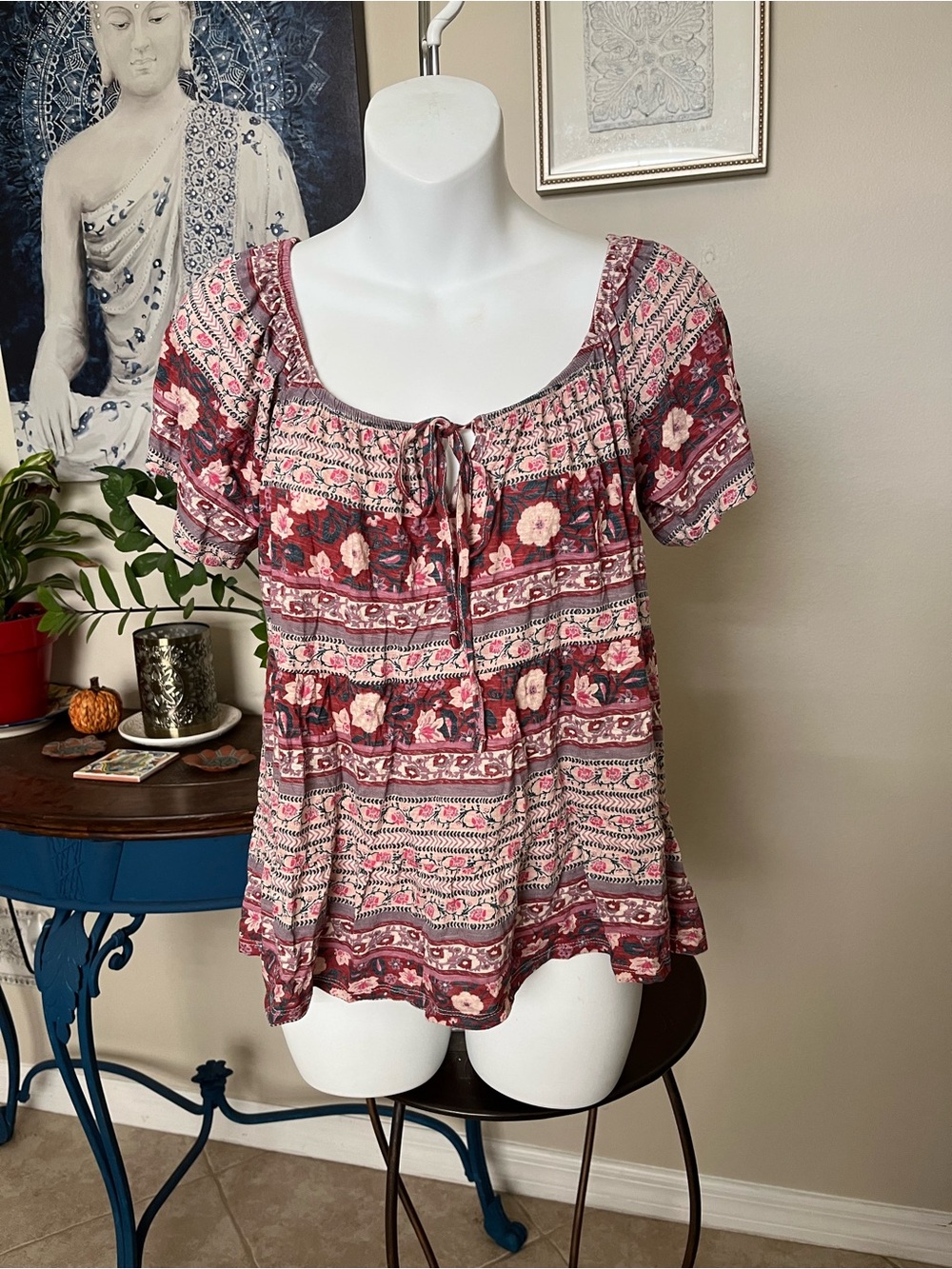 Lucky Brand Floral Boho Style Top - M